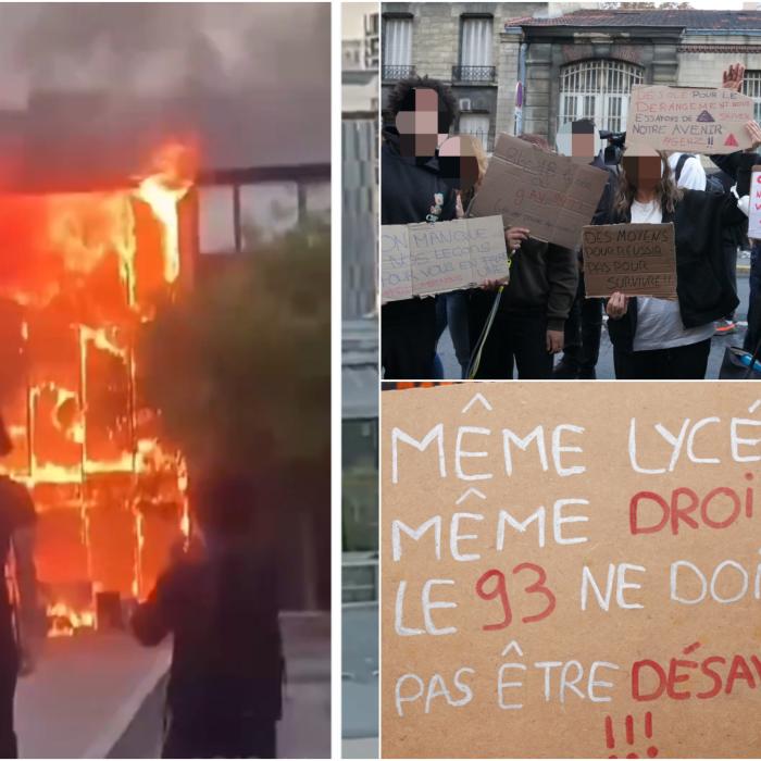 Protestele elevilor din Franța au scăpat de sub control: licee în flăcări, un director de școală a fost rănit