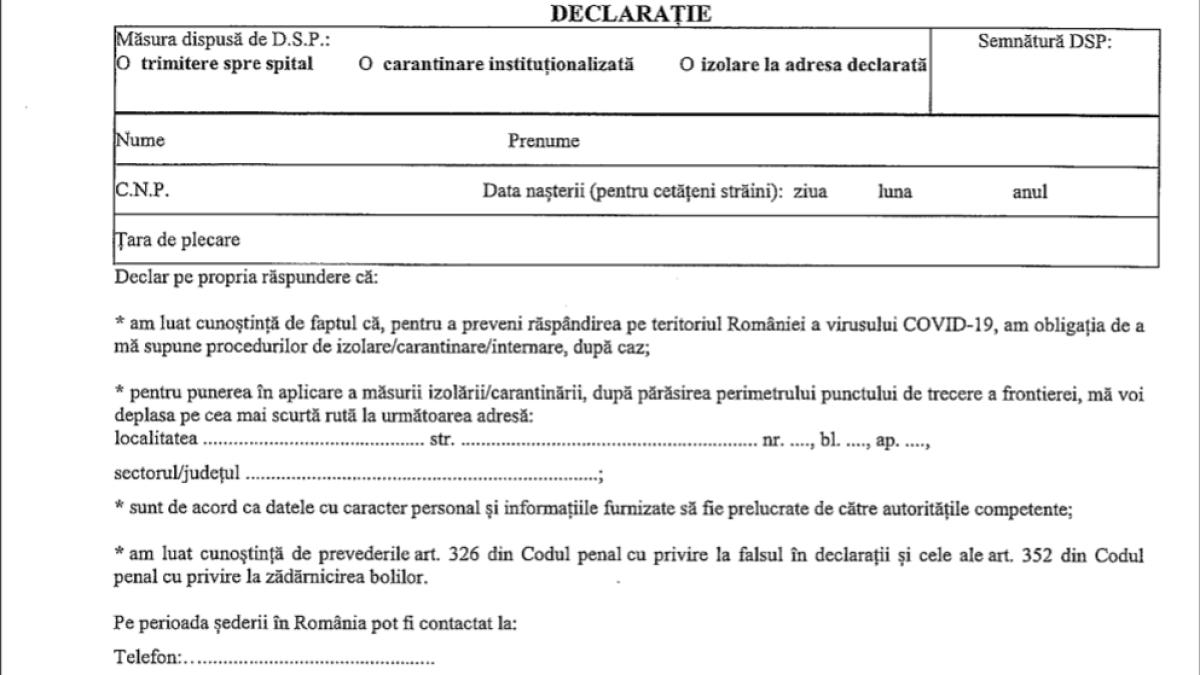 noua_declaratie_proprie_raspundere_romania_carantina
