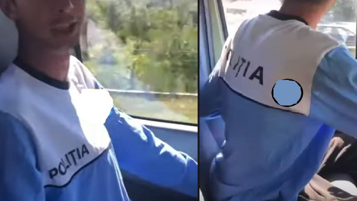 intr-un-tricou-cu-insemnele-politiei--un-tanar--cu-berea-in-fata--se-lauda-soferului-prc-e2prc-80prc-9dnu-te-opreste-nimeni-cu-politia-in-cabina--sursa---tv-sud