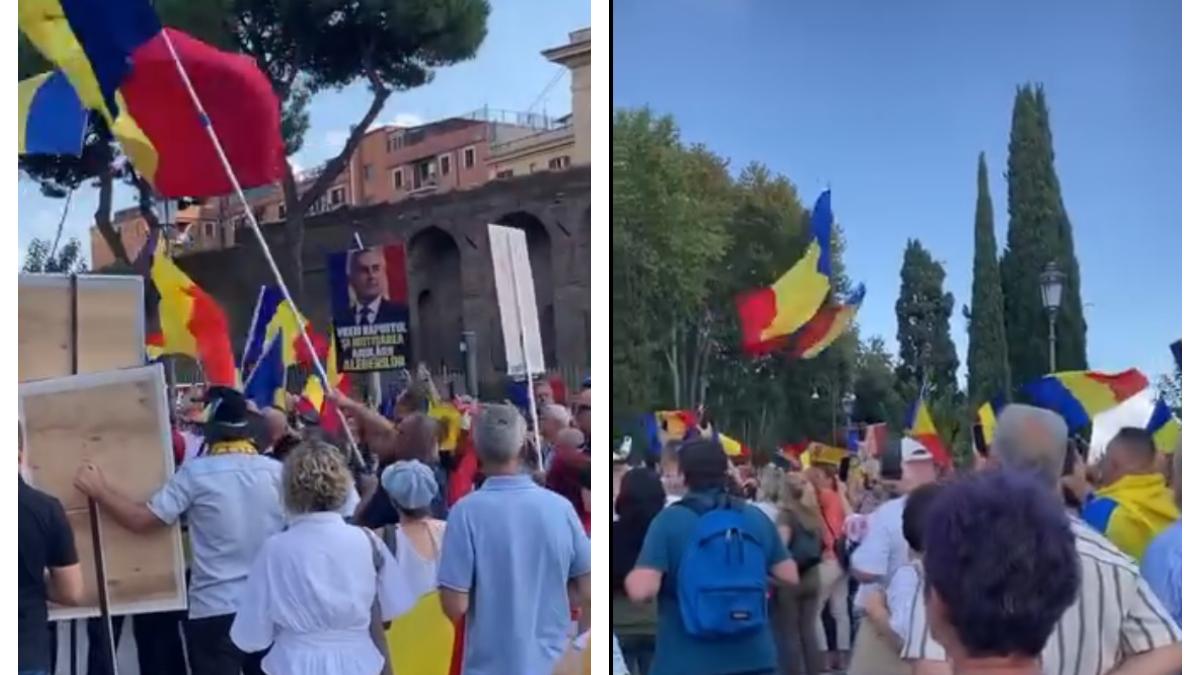 proteste calin georgescu la roma