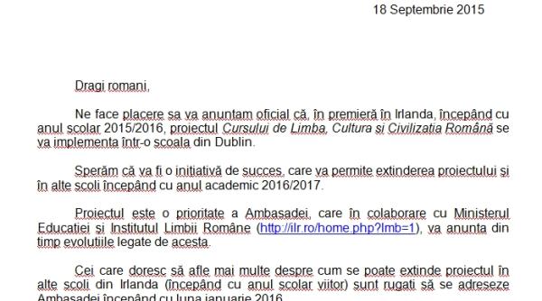 Limba română în școlile irlandeze!