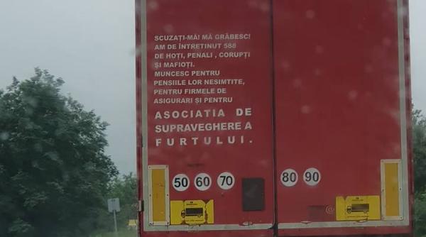 Mesaj pe un TIR românesc, împotriva parlamentarilor. Mii de share-uri 