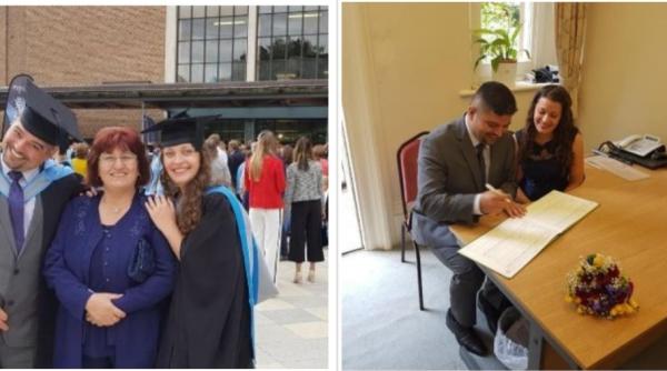 Marea Britanie: Alex și Nicoleta au absolvit și s-au căsătorit în aceeași zi