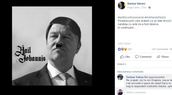 Darius Vâlcov îl compară pe președintele Iohannis cu Hitler 