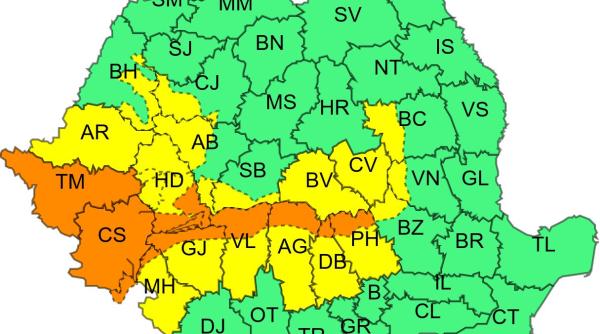 ALERTĂ! Cod PORTOCALIU de vreme rea în acest weekend