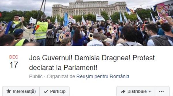 PROTEST în fața Parlamentului. „Jos Guvernul! Demisia Dragnea!”