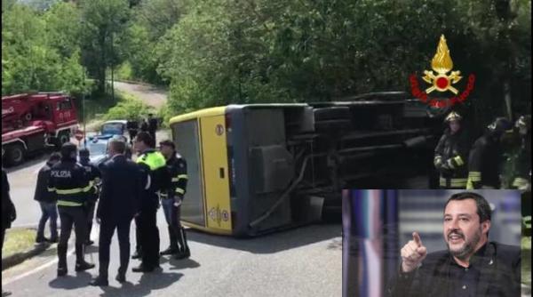 Salvini, MESAJ pentru românul care a răsturnat un microbuz școlar și a FUGIT