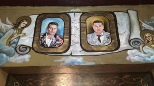 Apropiați ai fiului lui Liviu Dragnea, pictați pe pereții unei biserici din Teleorman