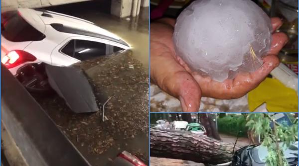 VIDEO. Imaginile DEZASTRULUI din Italia. Grindină cât portocala, sute de mașini distruse și copaci culcați la pâmânt
