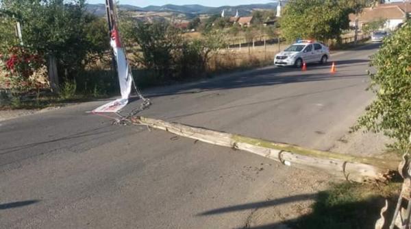 "Dăncilă a căzut cu tot cu stâlp". Un banner electoral PSD a DĂRÂMAT un stâlp în Alba - FOTO