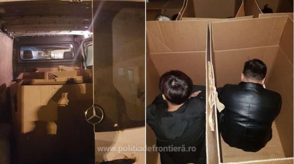 „Gift-box“ de Nădlac: Au vrut să treacă granița României ascunși în...cutii de carton (VIDEO)