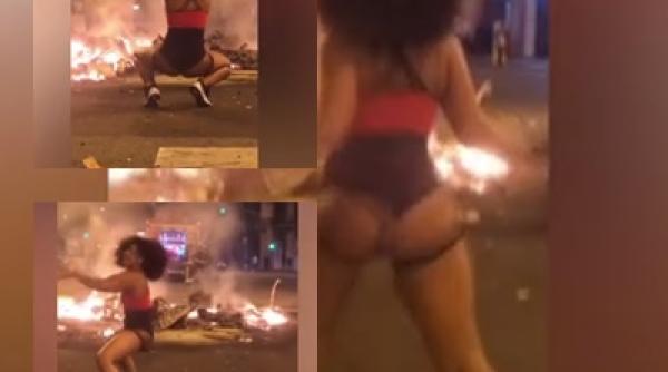 Mod INEDIT de a PROTESTA față de manifestațiile VIOLENTE din Spania. S-a filmat dansând PROVOCATOR pe străzile INCENDIATE din Barcelona