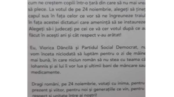 Cum răspândește PSD panica printre ROMÂNI. Dăncilă vorbește într-o scrisoare despre „dictatura care amenință să se instaureze”