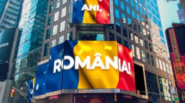 Tricolorul României, afişat în Times Square din New York. Mesaj emoționant pentru români de Ziua Națională