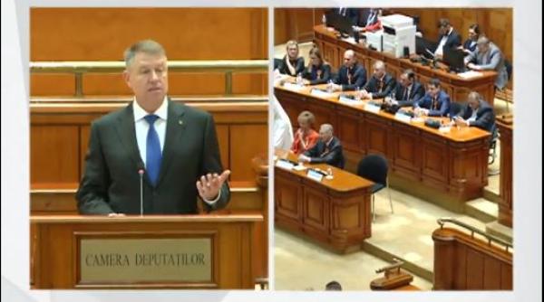 Klaus Iohannis, în Parlamentul României: „Revoluția rămâne o piatră de încercare pentru Justiția din România“