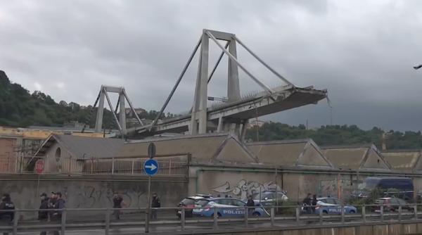 Incendiu pe şantierul unui pod din Genova, în locul unde doi români şi-au găsit sfârşitul