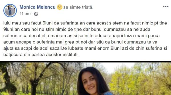 Mama Luizei Melencu, mesaj sfâșietor despre fiica ei: „Acum începe o suferință mai grea pentru noi“