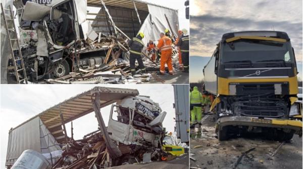 Ungaria. Șofer român de camion, mort într-un accident cumplit. Patru TIR-uri, implicate (FOTO)