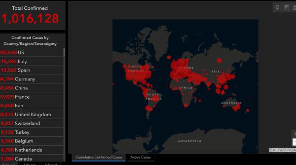 COVID-19: Peste un milion de cazuri la nivel mondial. Numărul deceselor depășește 50.000