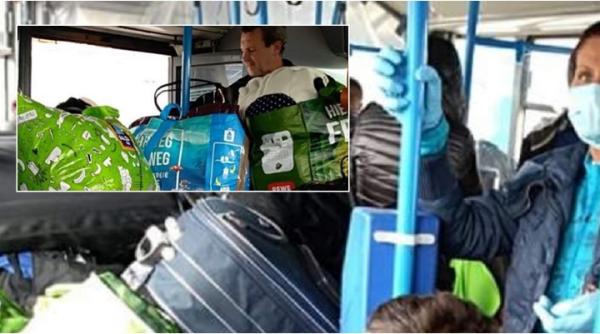 70 de români întorși din Germania, înghesuiți într-un autocar cu tot cu bagaje (FOTO)