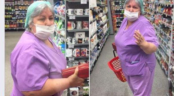Revoltă după ce o infirmieră a intrat în magazin direct din spital