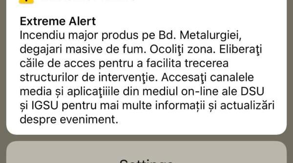 RO-ALERT - Incendiu București, Metalurgiei. Mesaj de ALERTĂ extremă primit de bucureșteni
