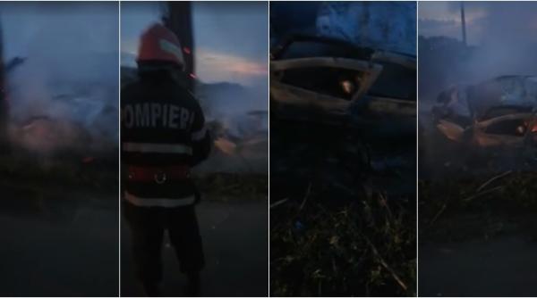 Momentul dramatic în care polițiștii își dau seama că în mașina care arde sunt colegii lor: „Băi, ăștia-s ai noștri!” (VIDEO)