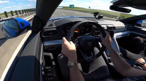 Lamborghini de 260.000 euro cu 300 km/h, în România. Cel care filmează minte că e în Germania (VIDEO)