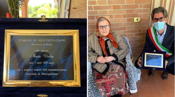 Cea mai vârstnică româncă din Italia, omagiată de primarul din Montepulciano: „Mi-a urat să ajung și eu la 100 de ani“