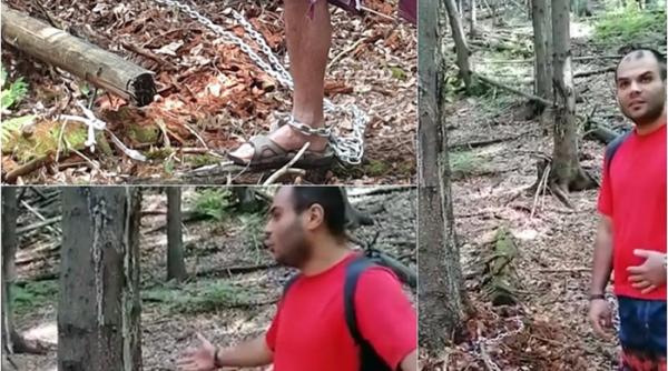 Un român a strigat două zile de foame, în munții Parâng, după ce s-a legat cu lanțul de un copac și a aruncat cheia