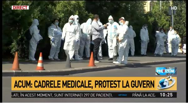 Cadrele medicale protestează în fața Guvernului