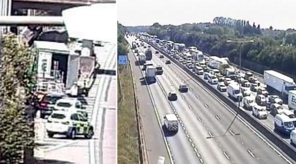 Anglia: Șofer român de camion, ÎNCERCUIT pe autostradă de ZECI de polițiști: Trafic BLOCAT ore în șir (video)