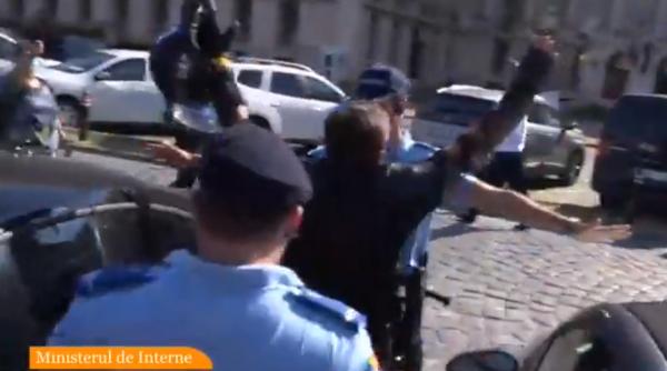 Protest în fața MAI cu ELEFANTUL ROZ. Tensiuni între protestatari și jandarmi: ”Ia mâna de pe mine!“ Jandarm: „LUAȚI-L CU TOTUL!“