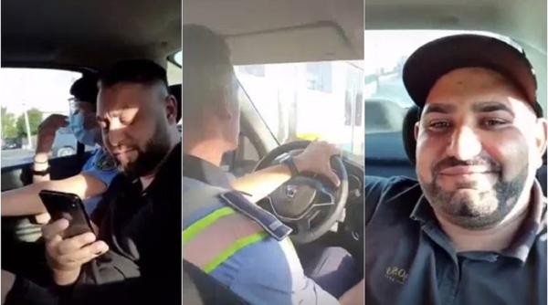 Un bărbat s-a filmat în timp ce se află în mașina de poliție. Îi sfidează pe agenți: „Pe stânga acolo, boss-ule, mă lași” (VIDEO)