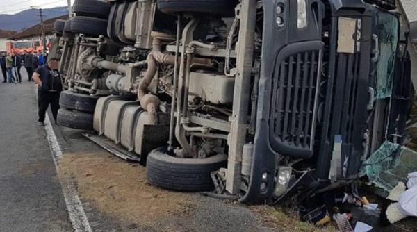 200 de porci, blocați într-un TIR răsturnat pe autostrada București-Pitești
