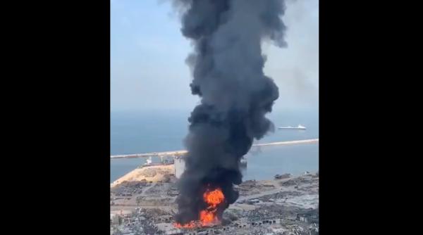 Incendiu URIAȘ la Beirut, la o lună de la explozia care a devastat capitala Libanului (VIDEO)