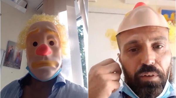 Profesor, protest anti-mască de protecție, cu proprii săi elevi pe post de „animăluțe”: „Jos botnița la copii!” (VIDEO)