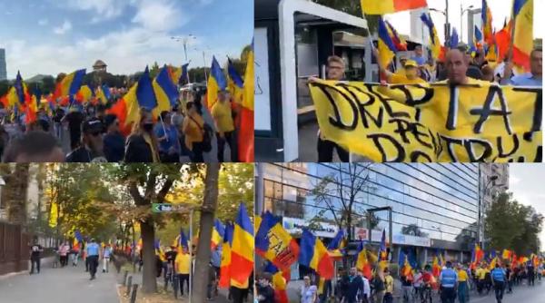 Protest în Piața Victoriei. Sute de români, în marș spre Parlament -VIDEO
