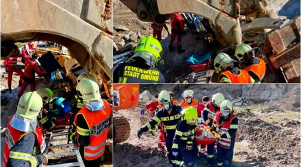 Austria. Muncitor român, accident cumplit: S-a prăbușit cu excavatorul și a fost prins sub fiarele de 22 tone