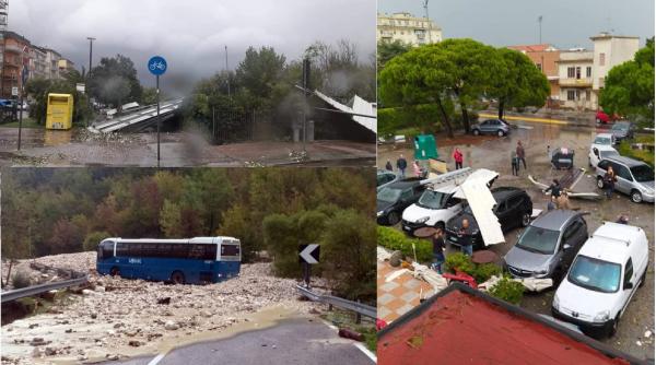 Imaginile TERORII în Italia: Tornadă, inundații și furtuni puternice. Oameni blocați în mașini, zeci de persoane evacuate din case