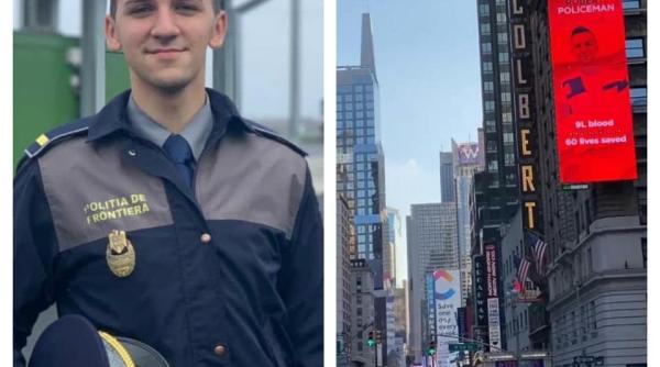 SUA. Polițist român, pe un panou publicitar în Times Square: „Robert are 23 de ani și 60 de vieți salvate”