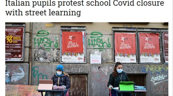 Italia. O adolescentă protestează zilnic în faţa şcolii sale pentru a cere redeschiderea acesteia