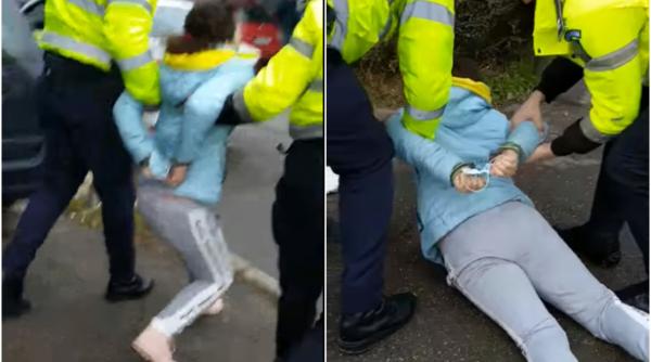 Incident la Oradea: Femeie, SĂLTATĂ de poliție de pe stradă pentru că nu purta mască și a făcut scandal-VIDEO