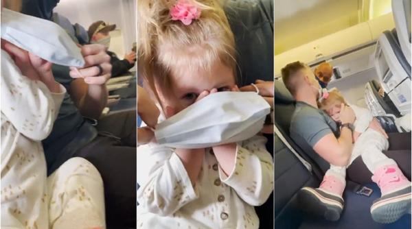 Familie, evacuată din avion pentru că fetița lor de 2 ani a refuzat să poarte mască (VIDEO)