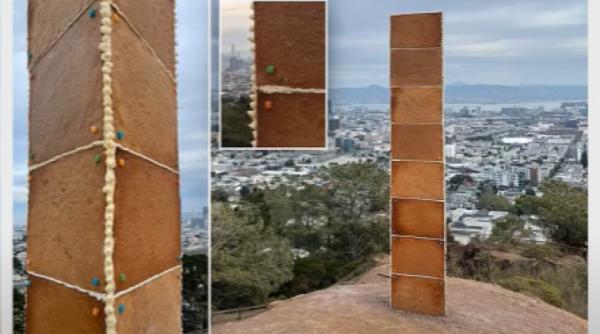 Surpriză de Craciun: Un monolit misterios din turtă dulce a apărut la San Francisco