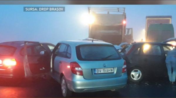 Accidente în lanț, miercuri dimineață, pe centura Brașovului. Peste 20 de mașini implicate 