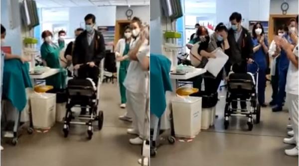 Spania. Un bebeluş român a scăpat de Covid după 70 de zile: Petru a fost externat cu aplauze (VIDEO)