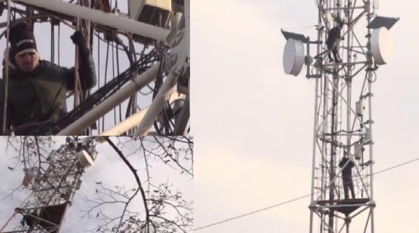 Un român, protest la înălțime pentru că nu îl angajează nimeni: "Vreau să lucrez, nu mă bagă nimeni în seamă”