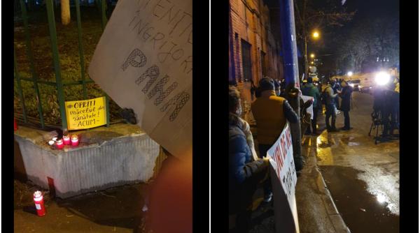 VIDEO- Protest la Matei Balș. Oamenii au ieșit în stradă: "Opriți MĂCELUL din sănătate!"