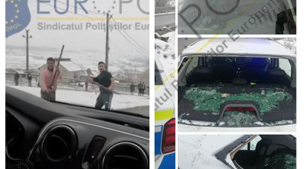 Polițiști, atacați cu pietre și bâte în Maramureș. Imagini greu de privit. Video